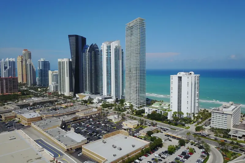 High-rise beachfront condominiums in Sunny Isles Beach, FL